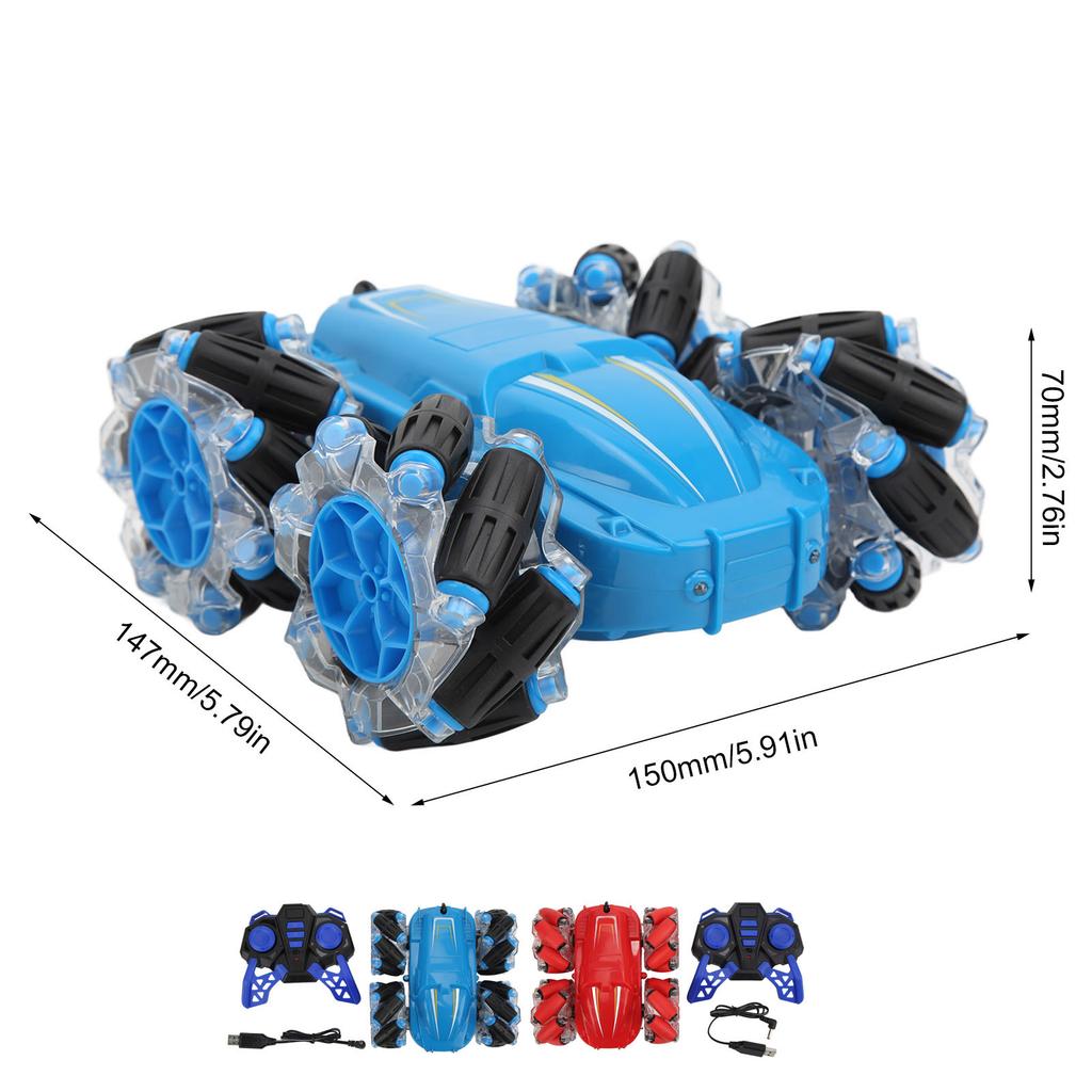 M2 2.4G LED Stunt Car 4 Wheel Drive Anti Interference Remote Control Car With Double Sided Led Lights 3.7V 500mAh for Kids Over 6 Years Old