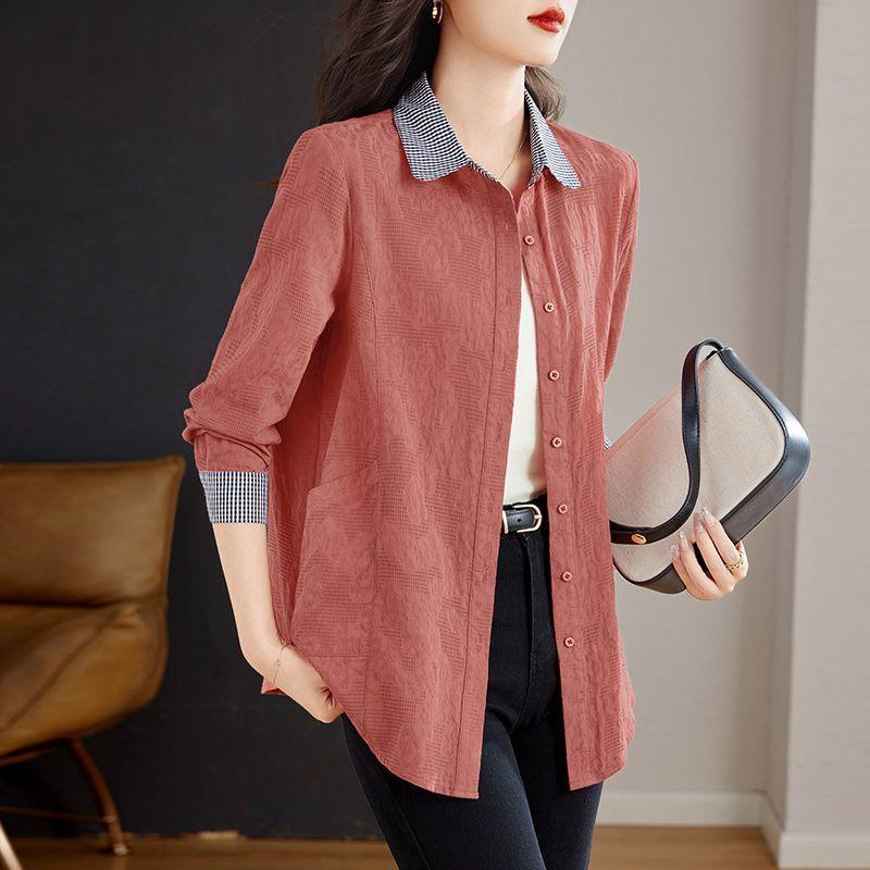 Spring Thin Long Sleeve Shirt Women Fashion Loose Fit Hong Kong Style Linen Blouse