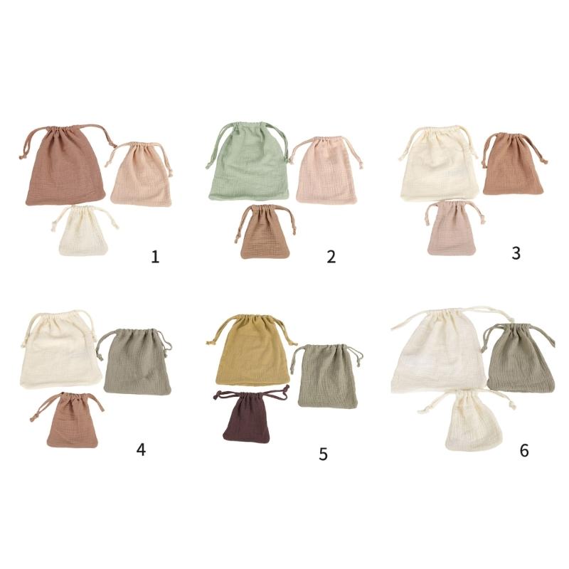 3 Piece Reusable Baby Cloth Storage Bags with Convenient Drawstring Closure Breathable for Toys Clothes & Accessories