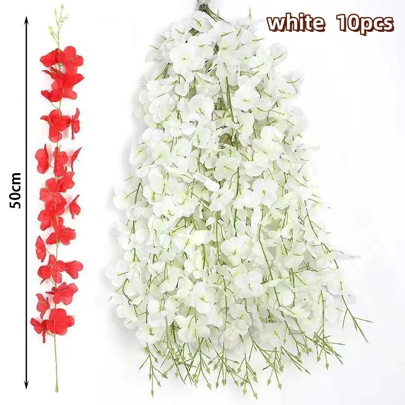 

12 шт. Густые цветы глицинии Искусственные подвесные цветы глицинии Искусственные цветы глицинии Потолочные цветочные растения Наружное украшение белый