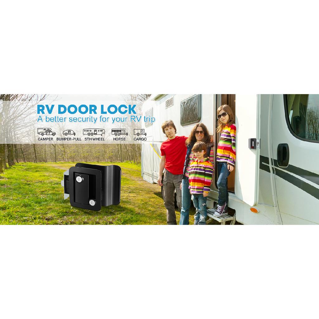 DaierTek RV Trailer Camper Entry Door Lock RV Door Lock Replacement Double Open Door With Deadbolt Computer Key Door Handle