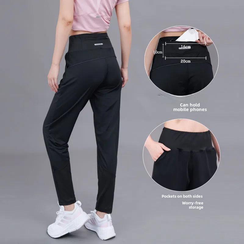 

Women s High-Waist Quick-Dry Yoga Pants with Back Pocket - Autumn/Winter Fitness & Running Trousers with Plush Lining L [100-120 jin]