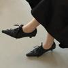 Fashion A New Spring Collection Of Retro Pointed-Toe Gothic Lace-Up Leather Shoes For Women With A Niche Design And Slender Heels