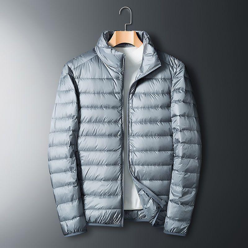 Mens Lightweight Short Cotton-Blend Puffer Jacket Slim Fit Stand Collar Casual Outerwear All