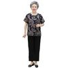 Summer Outfit: Short-Sleeve Top & Pants Set for Women in Their 60s and 70s - Cotton Silk Blend for Middle-Aged and Elderly Comfort