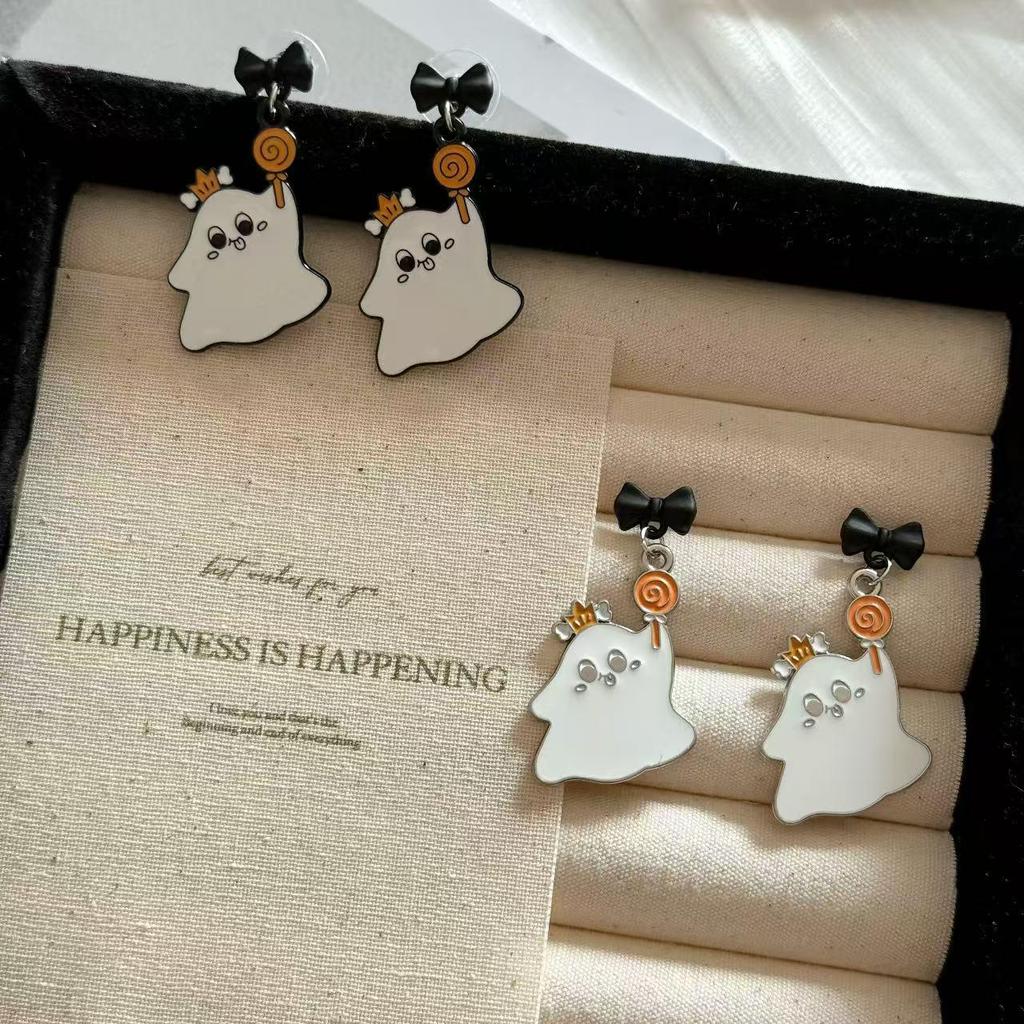 European & American Halloween Drip Oil Ghost Earrings - Cute, Quirky, Sweet Women's Ear Jewelry