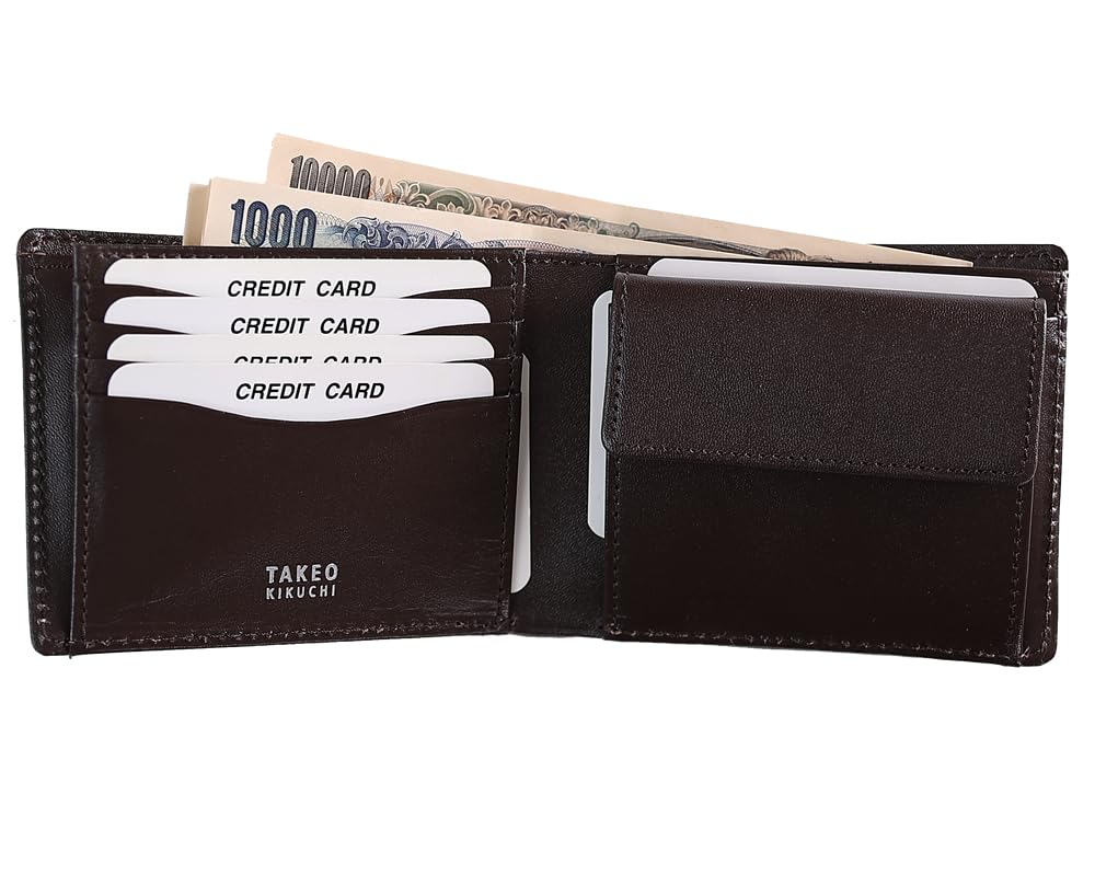 Takeo Kikuchi Bifold Genuine Leather Wallet 3071 Hand Leather Men's (Black)
