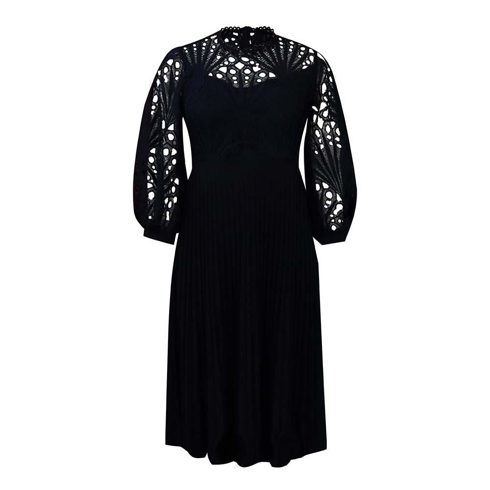 Summer Oversized Lace Hooked Flower Sexy Hollow Out Pleated Dresses for Women Cross Dress
