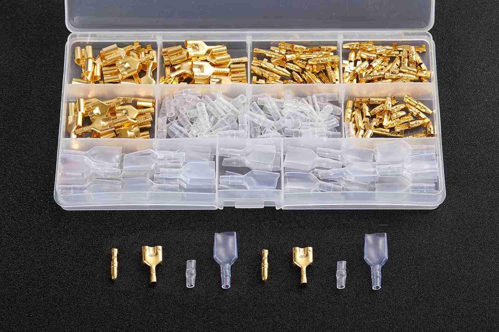 Litorange Double Bullet Terminal Set, 240 Pieces CA/CW104 Bifurcated Male/Female