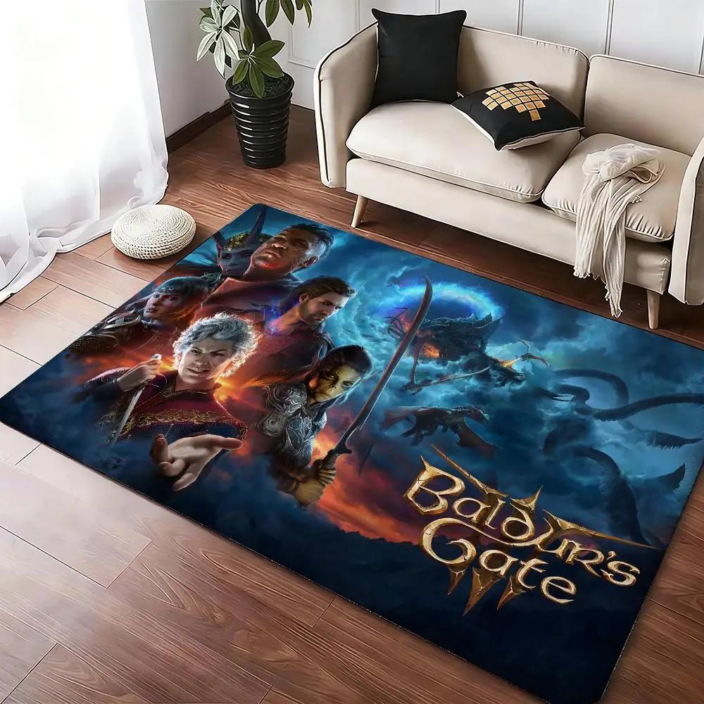 1pc B-Baldurs Gate 3 Creative Pattern Hanging Absorbent Non-Slip Floor Mat Flannel Rug Bedroom Living Room Door Mat Home Decor