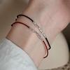 Women's Adjustable Broken Silver Hand Rope Bracelet - Simple Handmade Woven Design, Stackable and Versatile Red Rope.