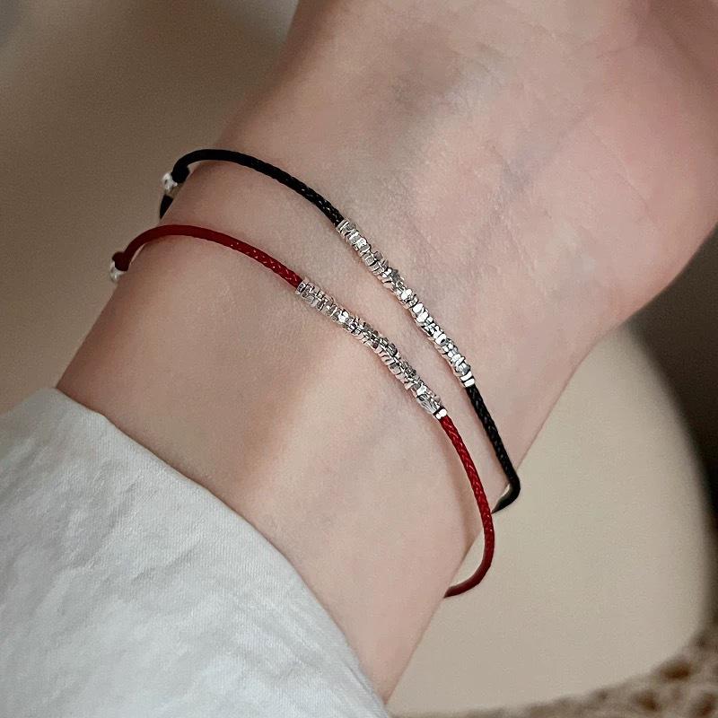 Xiaohongshu Adjustable Handmade Red String Bracelet for Women - Simple, Stackable, Birth Year Lucky Charm