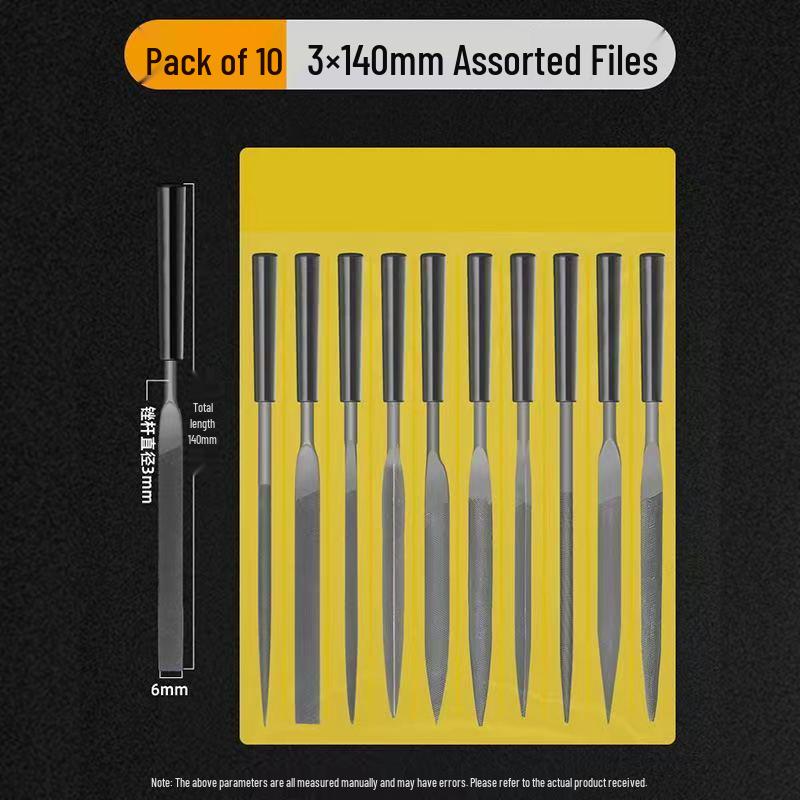 Mini Assorted Steel File Set: Triangular & Flat Files for Metal & Wood Grinding