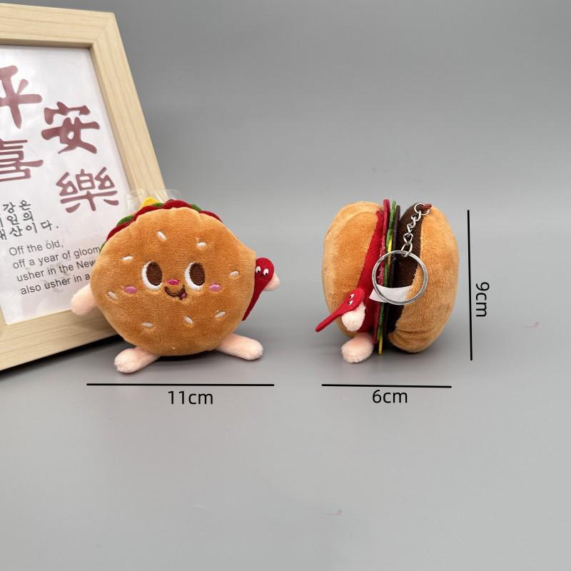 Burger Cute Hot Dog Chicken Leg Plush Pendant Small Doll Backpack Pendant Keychain For Kids Adults Children's Birthday Gift Holiday Present