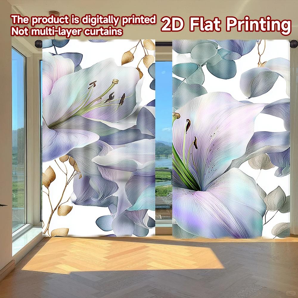 

Flat Printing Curtains Without Rod Floral Elegance Design Valentine Is Day Holiday Digital Set Of 2 Made Polyester W100*H70(CM)-Hooks&2PCS