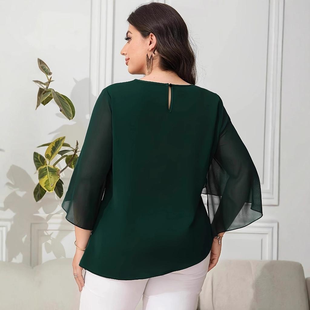 JKASHDK Moda damska Casual Lato Wiosna Jednolity kolor Nadruk Rękaw 1/2 Bluzki i koszule z okrągłym dekoltem