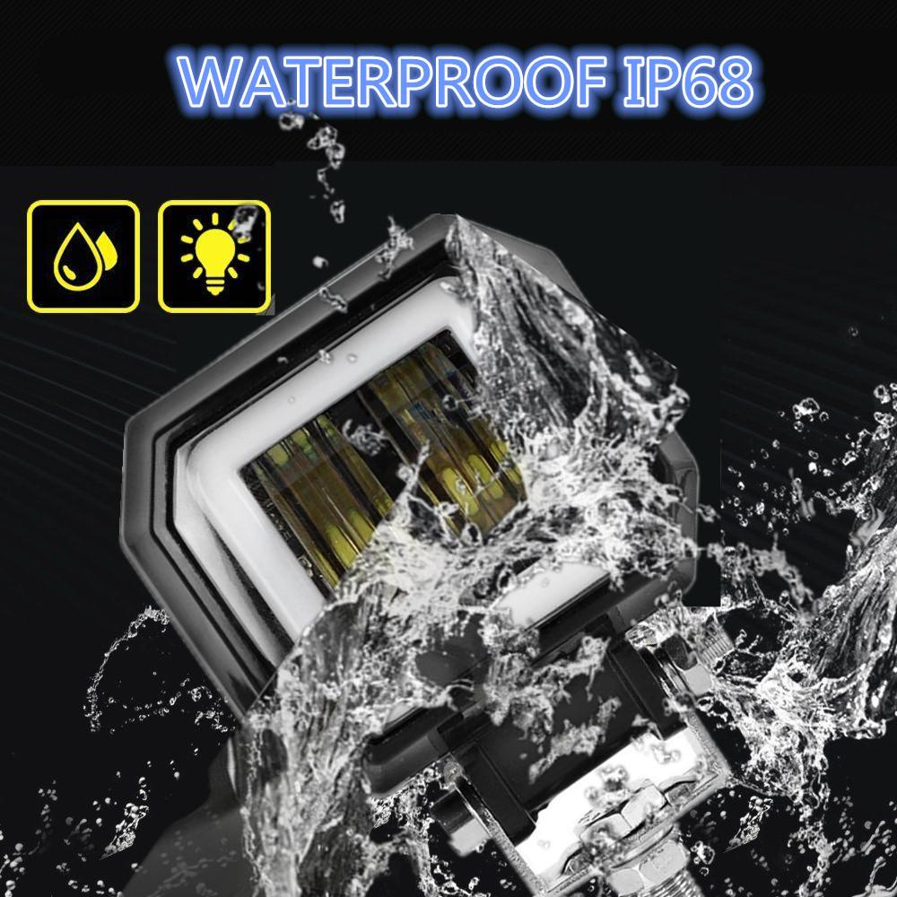 2PC 3Inch 12V 24V 6500K 40W Waterproof CREE LED Angel Eyes Light Bar Offroad Car Boat led Work Light Spot Light