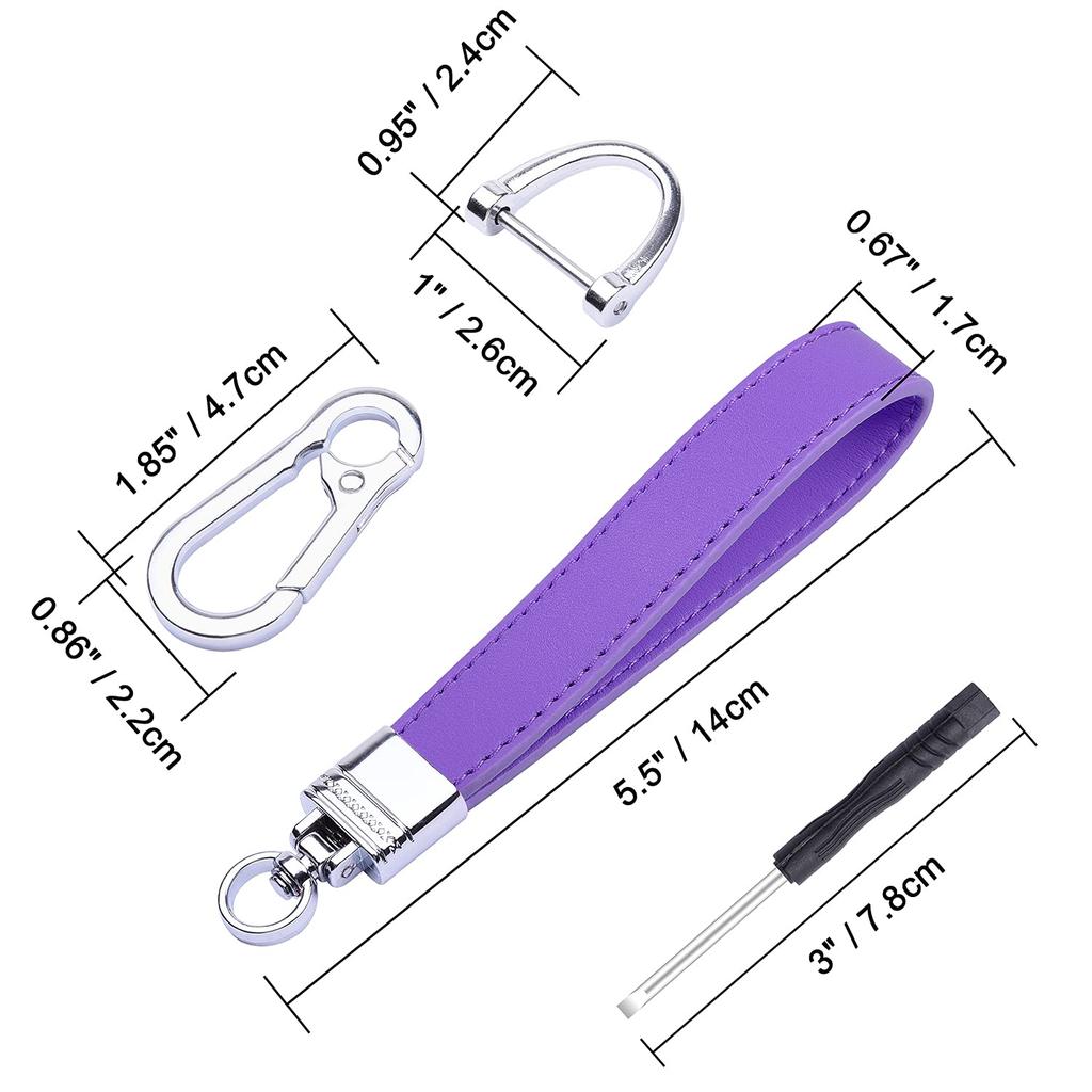 Wisdompro Genuine Leather Car Key Chain Lost Proof Smart Key Holder Stylish Unisex, Purple