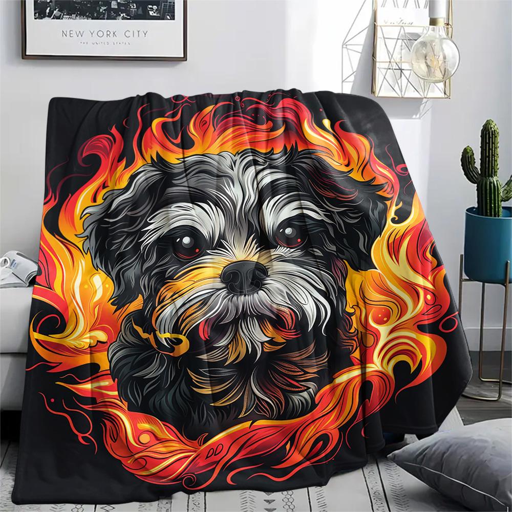 Koc Flanelowy z Nadrukiem Psów, Wysokiej Jakości, Wygodny na Wszystkie Pory Roku, Wystrój Domu, Ciepło i Komfort, Idealny na Prezenty Świąteczne