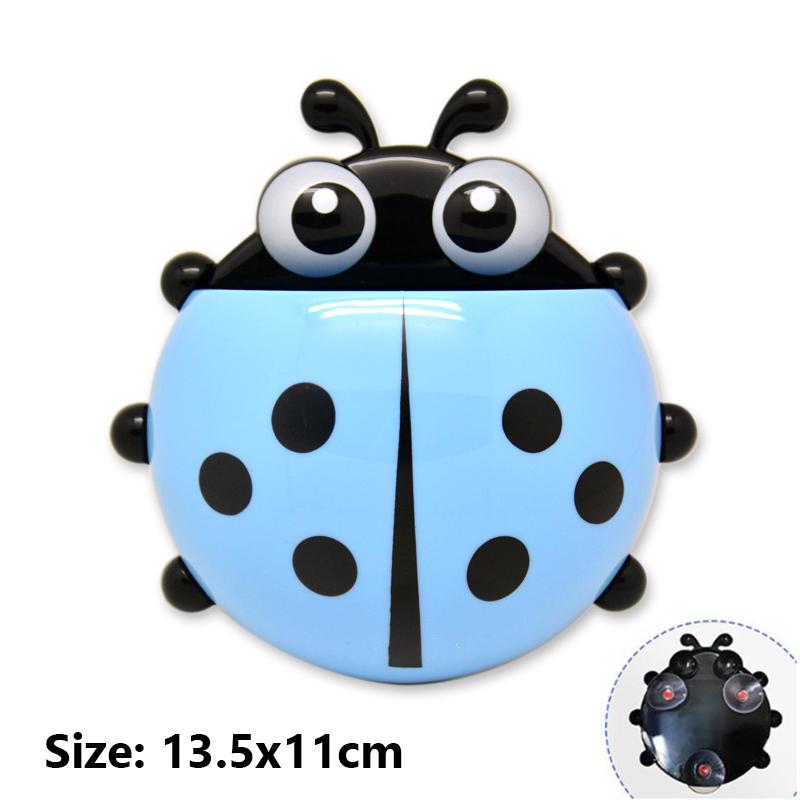 1/2PCS Bathroom Cartoon Toothbrush Holder Cartoon Animal Ladybug Insect Toothpaste Wall Suction Holder Rack Bathroom Organizer
