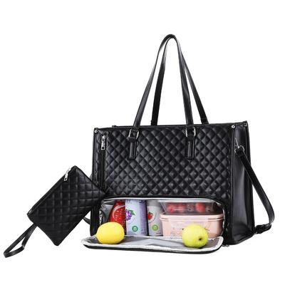 Cross-Border Hot-Selling Lunch Bag for Work, Black Quilted Handbag, Shoulder Bag, Crossbody Bag, Commuter Tote Bag for Women