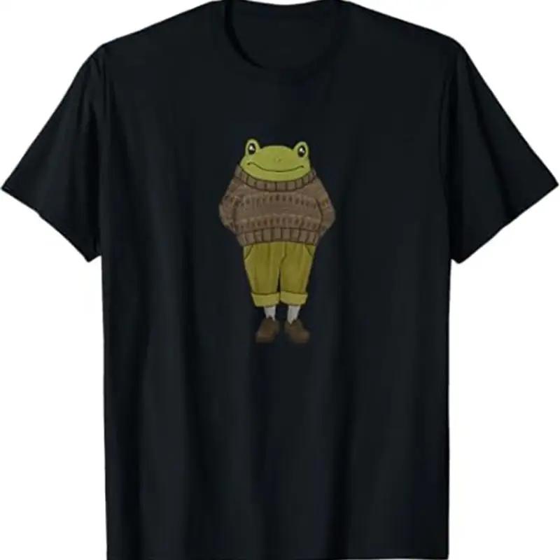 Frog in Sweater Graphic Tee Cute Frog Unisex Short Sleeve TShirt Cotton Crewneck