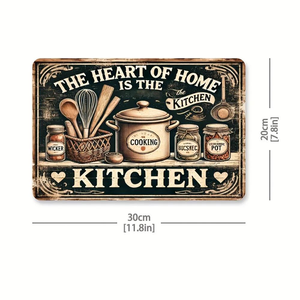 The Heart of Home is the Kitchen Vintage Iron Sign  12x8 Retro Metal Plaque Kitchen Dining Bar Decor Waterproof