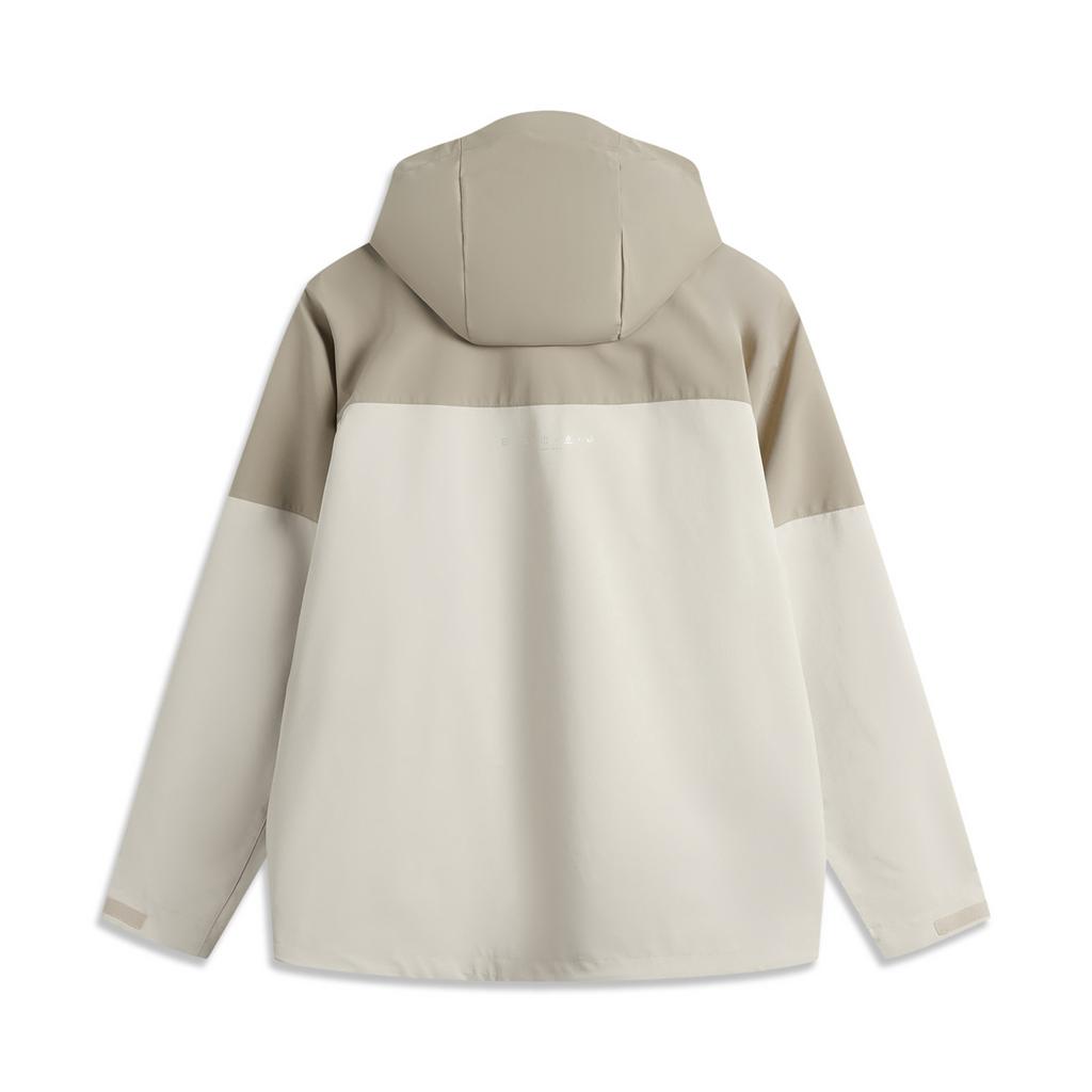 Li-Ning Sports Trend Series Lettered Hooded Fleece Loose Long Sleeve Windbreaker Men Outerwear Oatmeal-Gray AWBU031-1