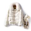 Down jacket women's short mink fur collar winter new fashionable loose large size white duck down jacket