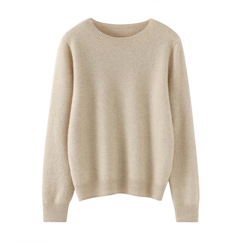 Women's Pure Cashmere Round Neck Sweater - New Fashion, Solid Color, Versatile Warm Knit Pullover