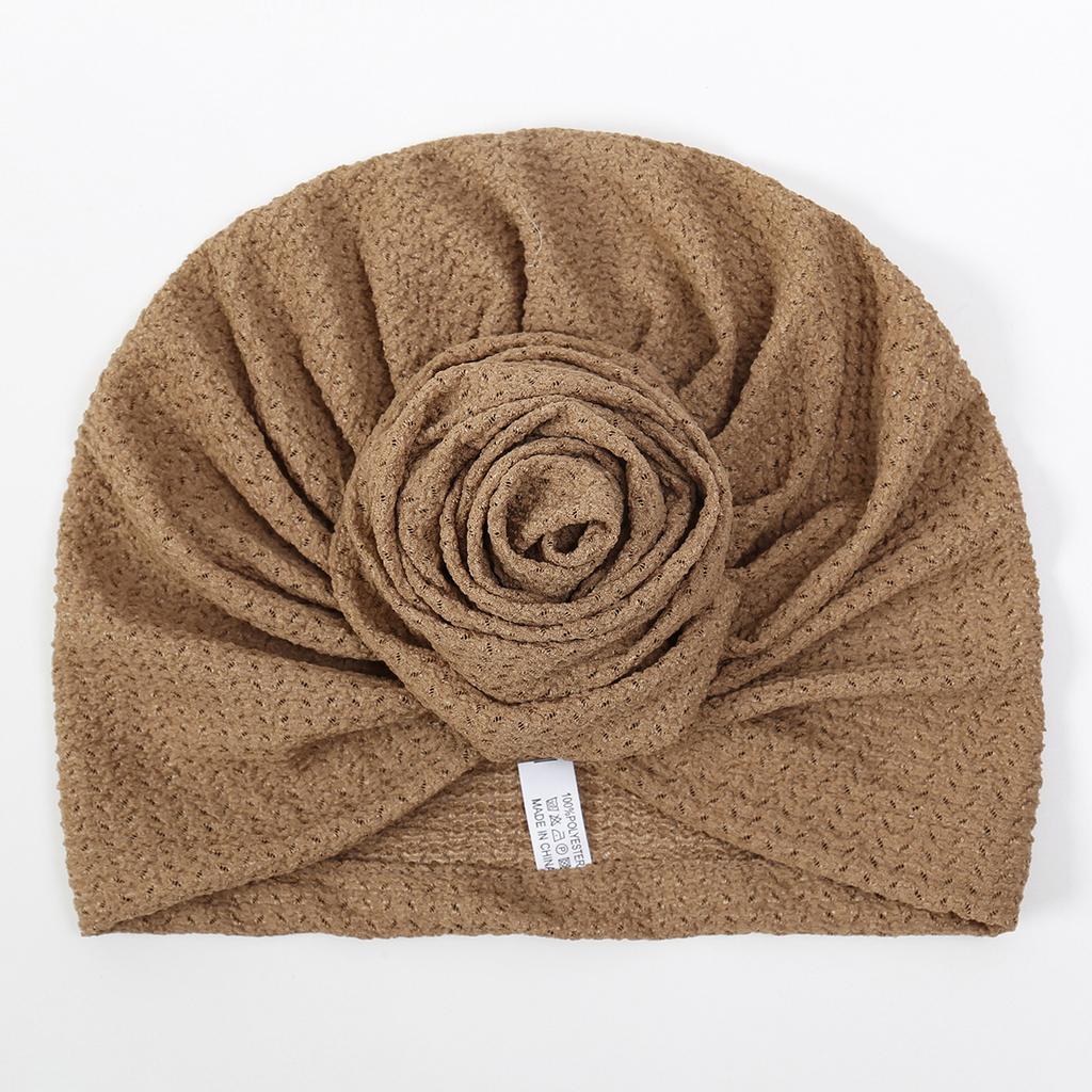 Fashionable Women's Solid Color Hijab Turban Bonnet Flower Decor Ramadan Head Wrap Head Scarf Cap Indian Hat Headwear