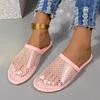 Fashion Women's Slippers Luxury Round Toe Hollow Wedges Diamond Sexy Flats Banquet Sandals Rheinstone Fashion Outdoor Non Slip Slippers
