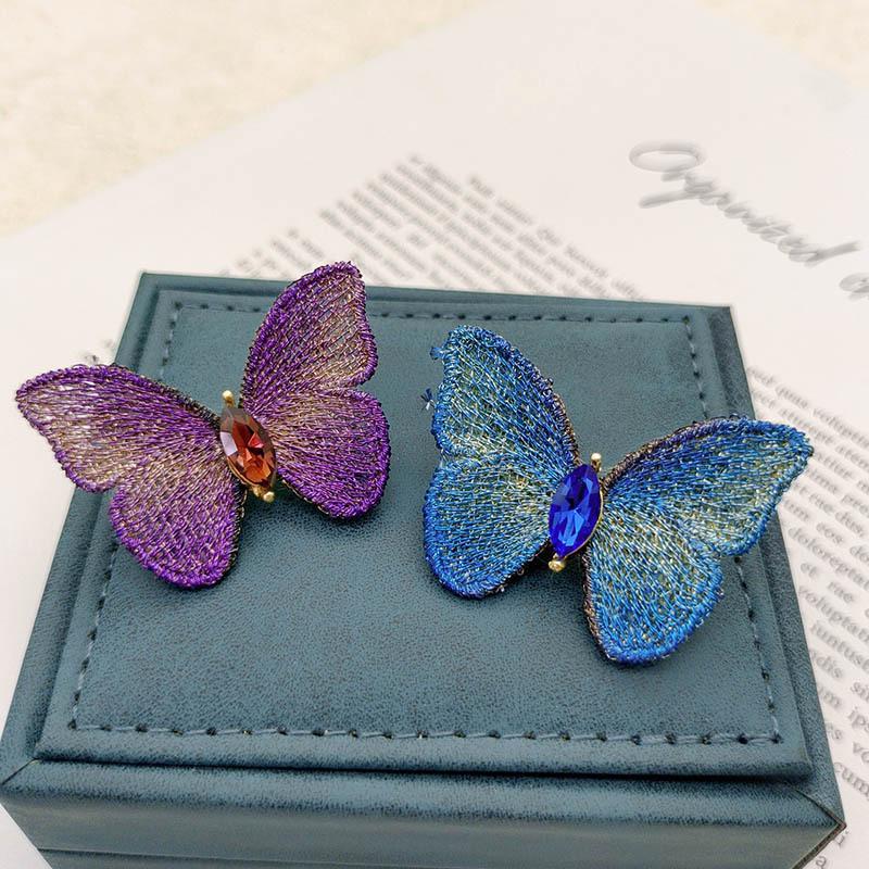 High-Quality Fabric Butterfly Brooch with Pearls & Rhinestones - Women's Elegant Jewelry Pin