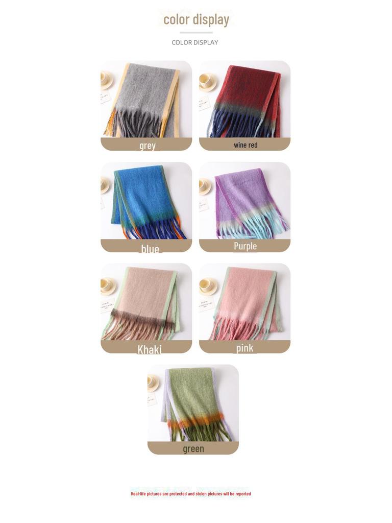 Unisex Farbverlauf Quasten Imitationskaschmir Schal für Herbst & Winter
