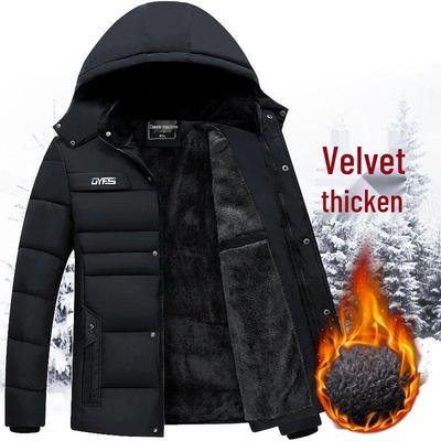 Autumn/Winter Mid-Length Plus-Size Thick Warm Cotton Jacket for Men