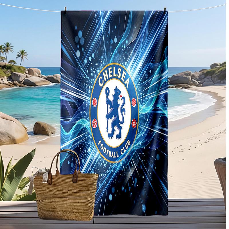 Asciugamano da Spiaggia Stampato Chelsea FC Asciugamano Morbido ad Asciugatura Rapida Coperta da Spiaggia Rettangolare Grande Portatile per Viaggi Piscina