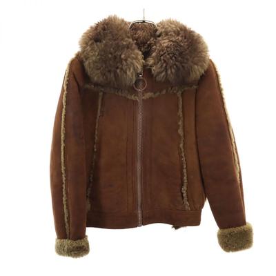 80s Vintage Soft Sheep Mouton Jacket 9 Brown Sheepskin Leather Boa Women Used