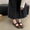 Vintage Square-toed Shallow Single Shoes Women's Spring and Autumn French Casual Ballet Fairy Flat Mary Jane Shoes Are Fashionable and Versatile