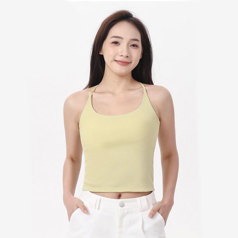 Lyocell Cotton Sports Yoga Camisole: Breathable, Chest-Padded, Small Backless Summer Tank
