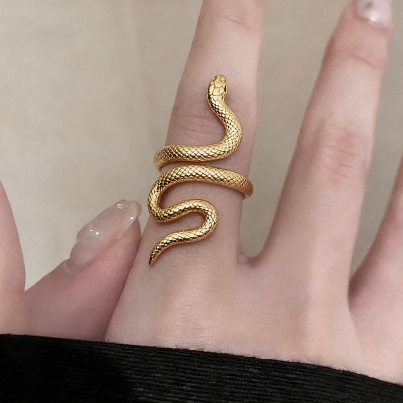 

New Stylish Curved Snake Women s Open Rings Gold Color Metal Personality Female Adjustable Rings Cool Stuff anillos mujer