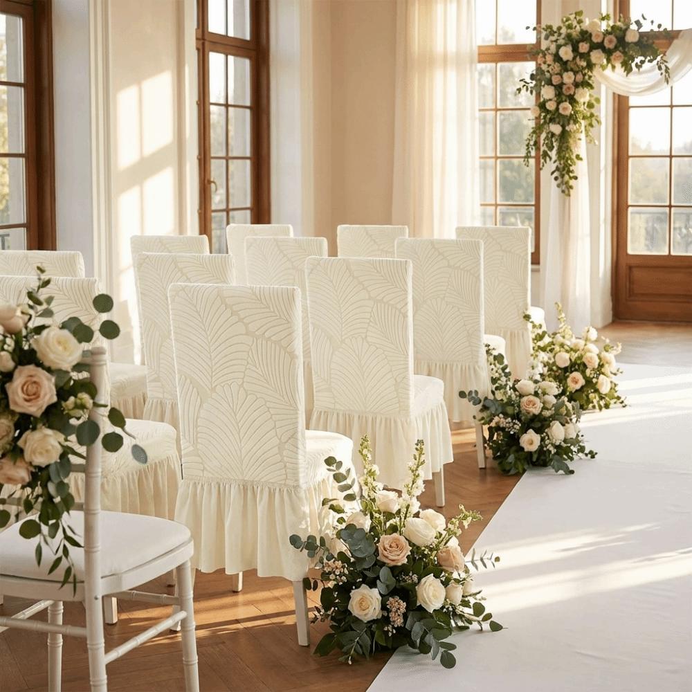 Dust-proof Stretch Jacquard Dining Chair Cover Wear-Resistant Banquet Chair Cover Living Room