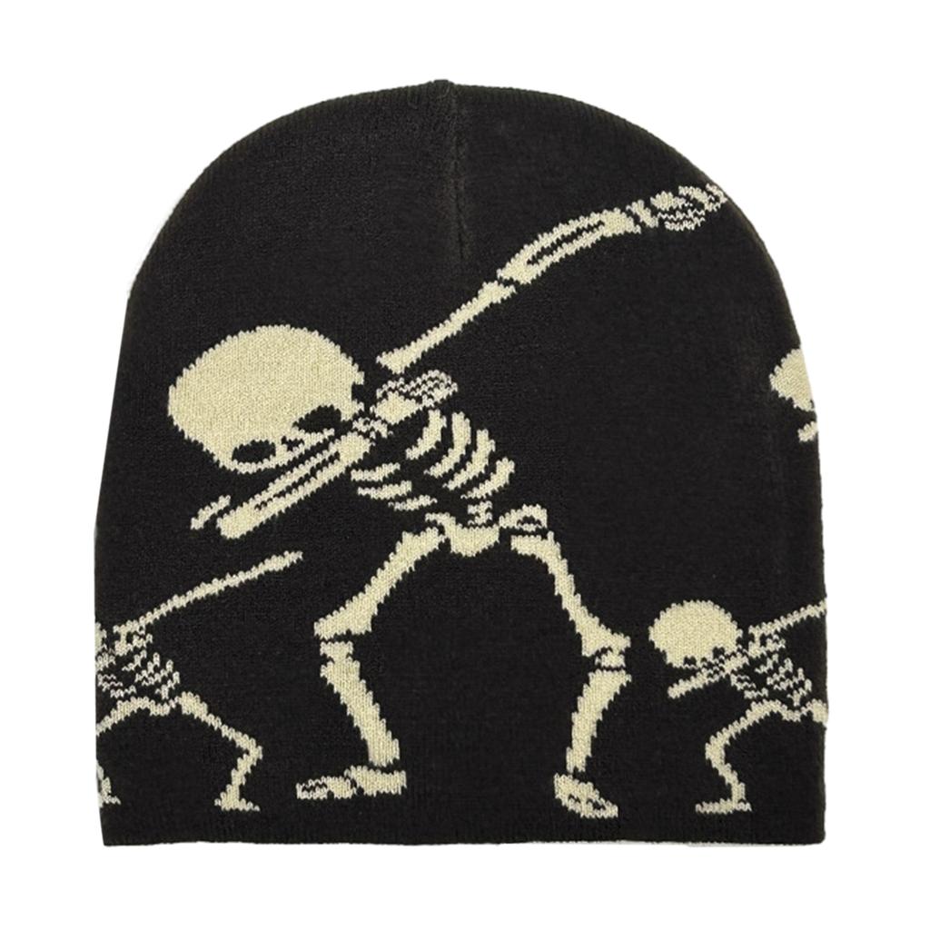 Gothic Skeleton Beanie Hat for Women Men Comfortable Knit Hat Pullover Cap Boy Winter Autumn Skull Cap Fashion Headdress