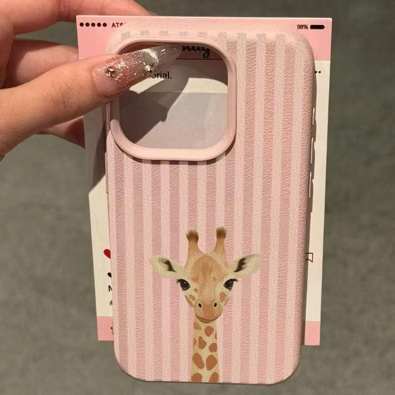 Sødt Lyserødt Stribet Girafmønster Telefoncover Til iPhone 17 16 Pro Max 16 15 14 Plus 13 12 11 Pro Max 17Air X XR XS Blødt Cover