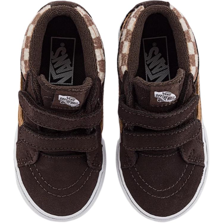 Vans Classics Comfortable Versatile Anti-Kick Shock-Absorbing Mid-Top Walking Shoes Baby Shoes Dark-Brown VN000D11BF2