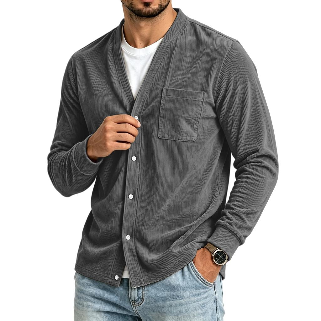 Men's Casual Color Loose Fit Top with Pockets