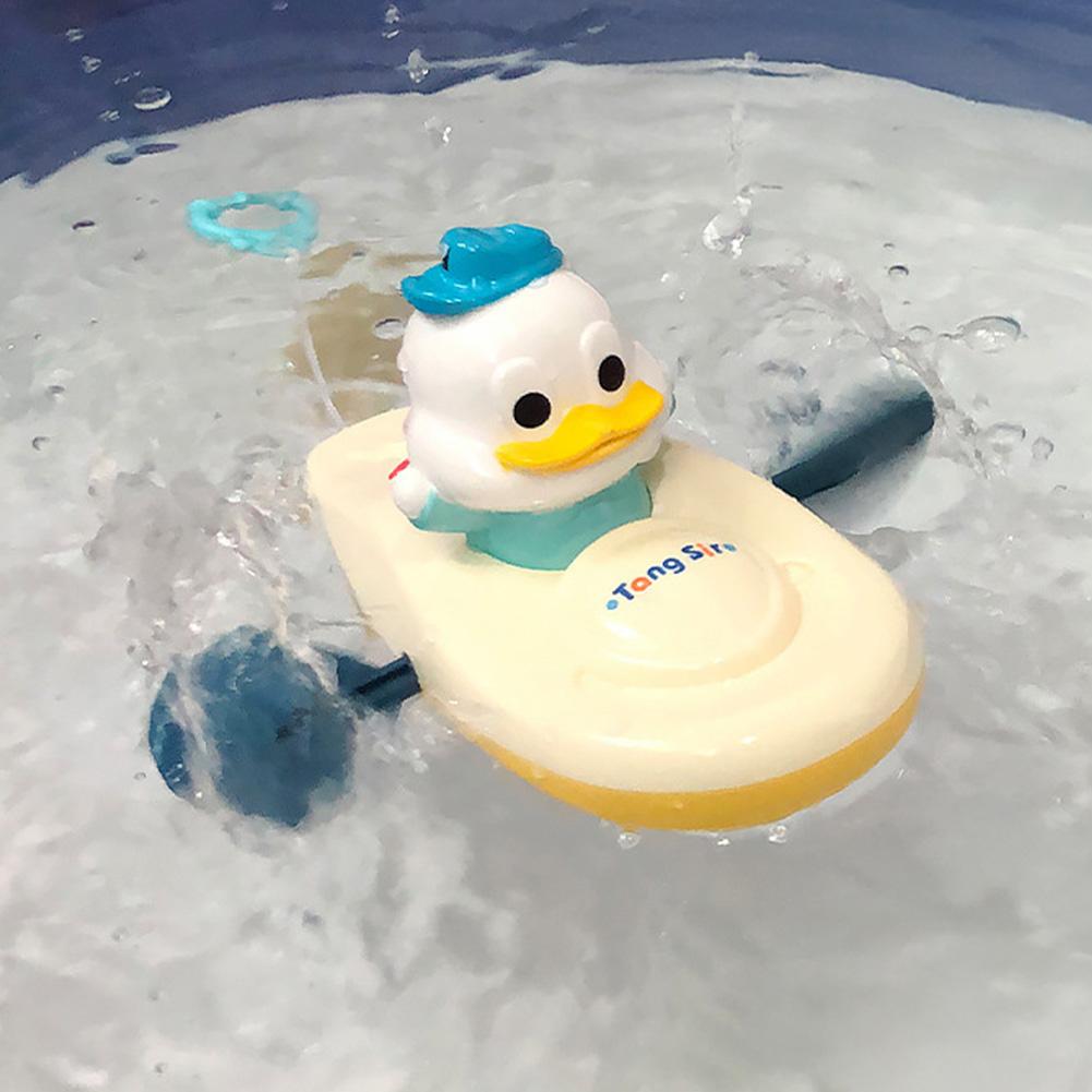 

Pull Cord Duck Bathtub Boat Interactive Pull String Duck Infant Water Activity Toys Floatable Baby Bath Canoe #03