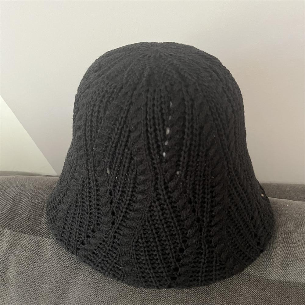Spring and Autumn Knitted Solid Color Fisherman Hat Children's Fashion Versatile Hollow Plaid Bucket Hat Show Washbasin Hat Trend