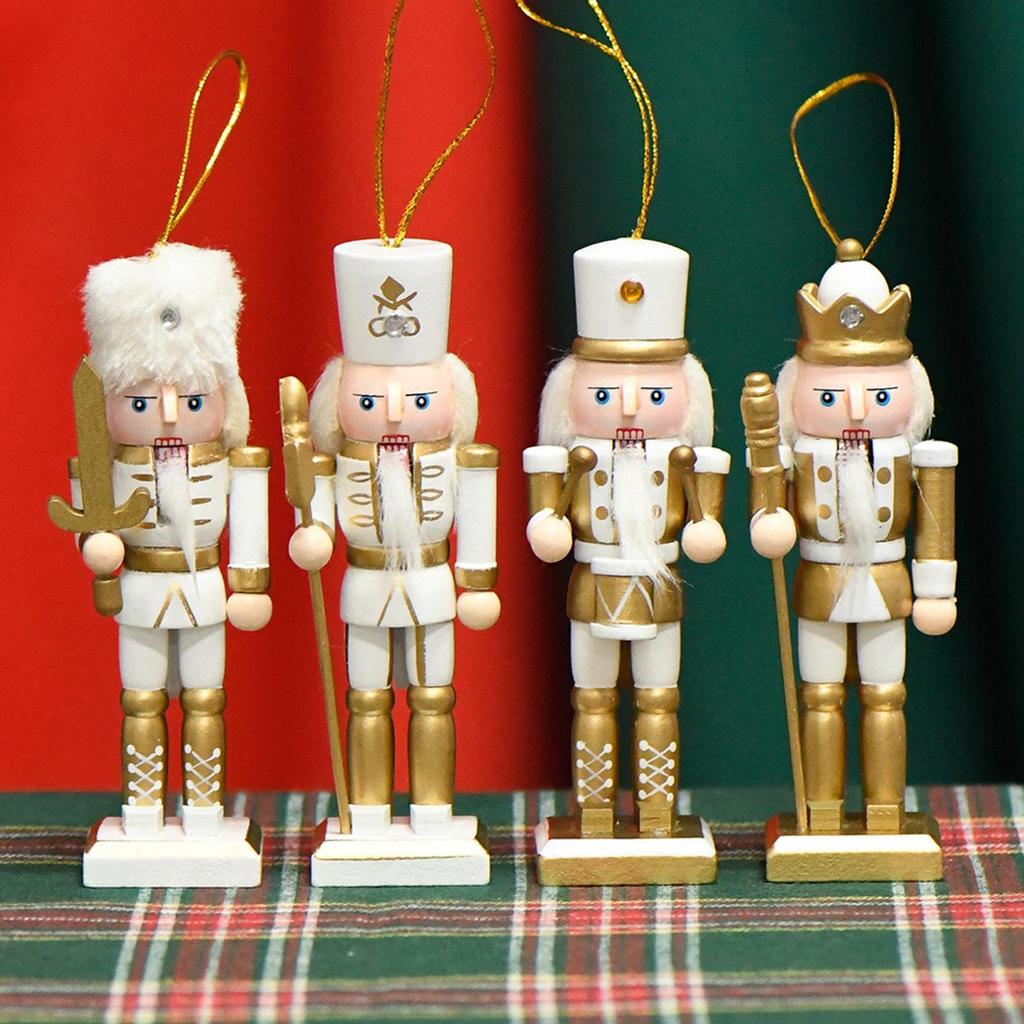 Nutcracker Decor 4piece Wood Ornaments Christmas Nutcrackers For Holiday Tree Table Window Living Rooms Door Kitchen Bedrooms