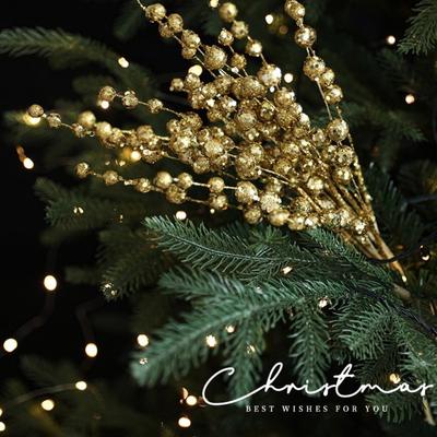10PCS 40CM Christmas Glitter Branches Sequins Plastic Christmas Berry Stem Handmade DIY Simulated