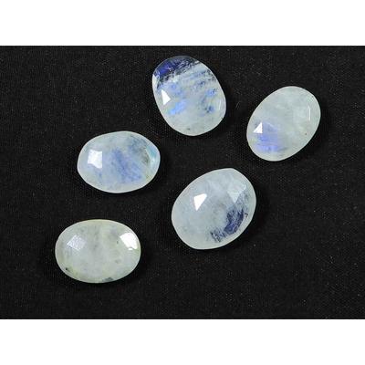 10X14 MM Natural Rainbow Moonstone Briolite Oval Faceted Gemstone 5 Pcs Lot RML-964